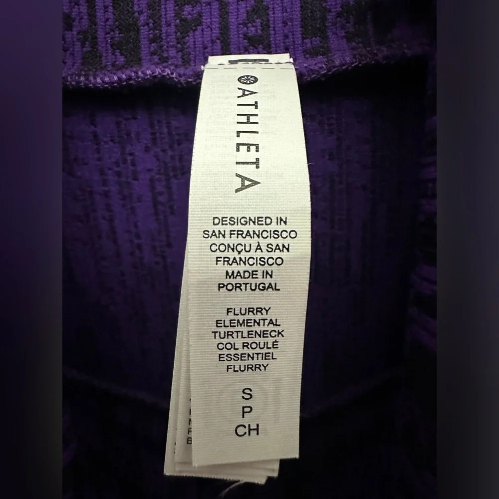 Athleta Flurry Elemental Turtleneck Size Small Purple Black Long Sleeve Layering - Picture 5 of 7